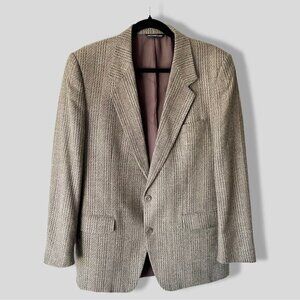 Vintage  Hyde Park Moores Union Made Striped Wool Silk Blend Blazer